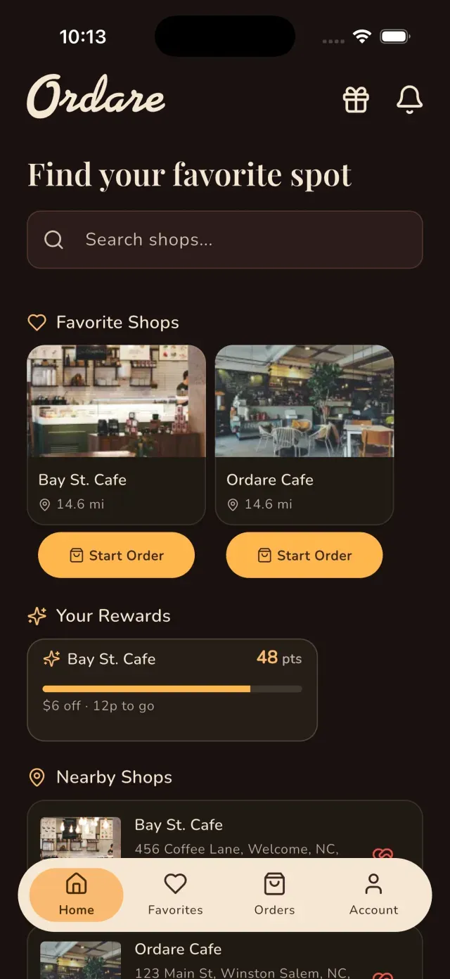 Ordare app home screen